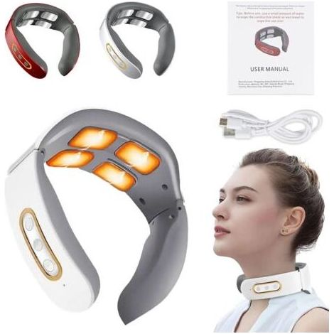 Appareil Massage - Masseur Cervical, Solution Cervicale Massage Cervicales Et Cou 11 En 1, 6 Modes, 9 Niveaux D'Intensité, Impulsions éLectriques Pour La Douleur. (Blanc(Avec chauffage)) (1/5)