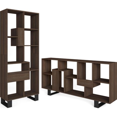 Étagère Bibliothèque Étagère de Rangement 174x67x31 Design Industriel Style Moderne Chêne foncé (1/5)