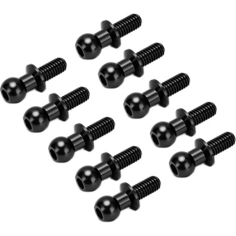 10 pièces Tige de Liaison à Tête Sphérique Métallique pour Amortisseur Tamiya TT01 TT02 Voiture RC Noire (1/5)