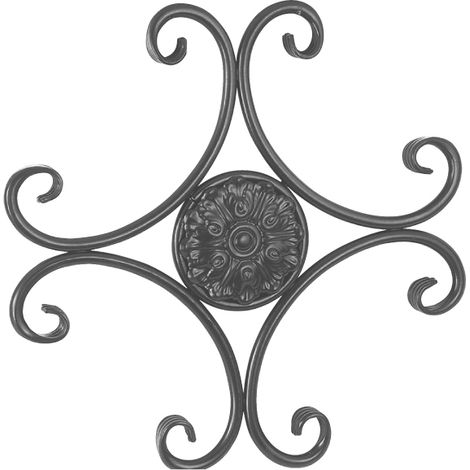 Decoro 4 ricci e rosone centrale- Altezza 360mm larghezza 360mm sezione tubo tondo Ø10mm - Ferro battuto - Saldatura