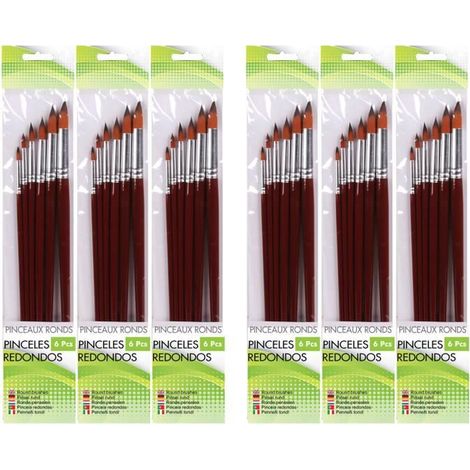 Lot de 6 paquet de 6 pinceaux ronds, brosses mixtes professionnelles, pinceau à pointe fine multifonction