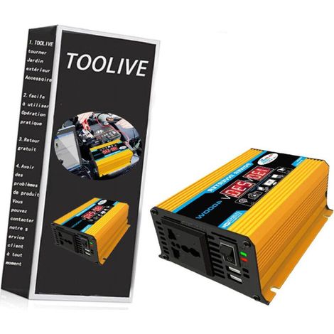 12V-auf-220V-Wandler, 4000W Sinus-Wechselrichter für Autos, DC 12V auf 220V/110V-Wandler mit Dual-Spannungsanzeige, USB-Adapter, 4,2A-Ladeanschlüsse (1/5)