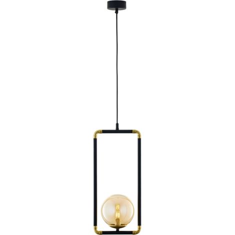 Lampada sospensione loft nero oro sfera ambra G9 Jupiter (1/5)