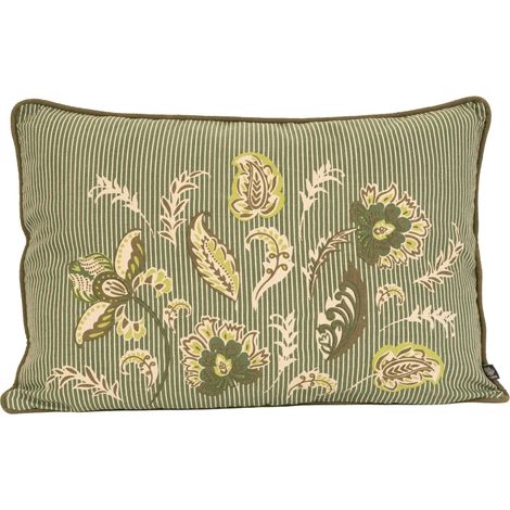 Coussin décoratif en polylin motif floral Vert Olive 40x60 cm (1/2)