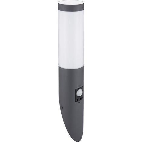 Borne lumineuse d'extérieur cylindrique en inox avec détecteur