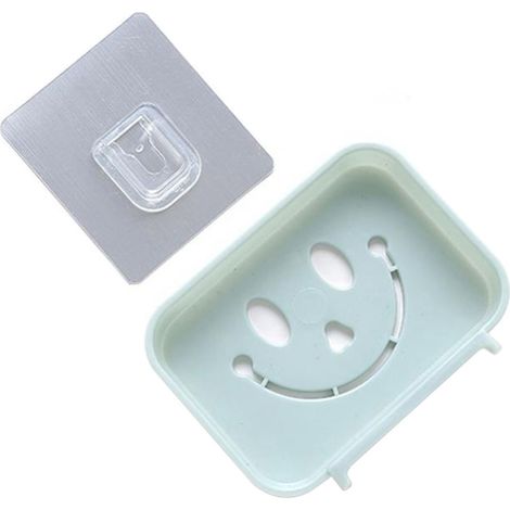Jabonera autoadhesiva de pared para baño – Soporte de alta calidad fabricado en plástico PP con base ventilada, 9 x 12,5 x 2,2 cm, Azul
