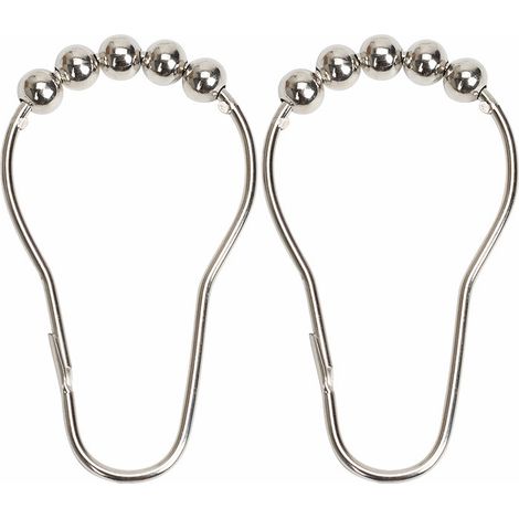 Set mit 2 Duschvorhangringen für Duschstangen, stabile Metallringe, Duschvorhanghaken aus Edelstahl (silber) – 7 x 4 cm (1/4)