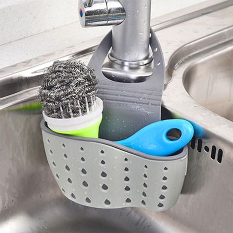 Porte-éponge Suspendu - Support Pour Brosse À Vaisselle - Égouttoir Pour Éponges Et Produits D'entretien - Réglable Sur Lavabo - 1 Pièce (1/5)