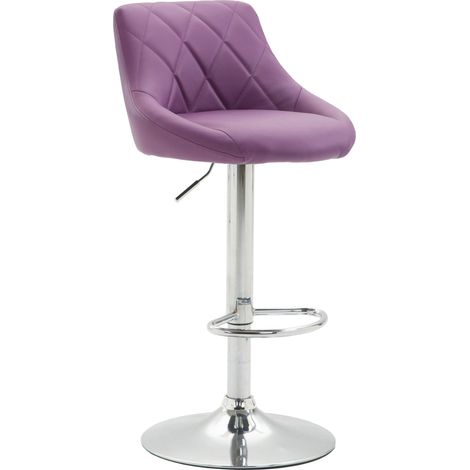 Tabouret de bar x1 pivotant hauteur réglable en similicuir violet surpiqûres décoratives cadre en métal chromé 100005897