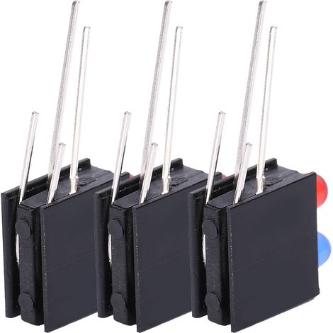 100 supports LED en plastique noir à double trou, base carrée incurvée à 90° avec lumière bleue et rouge, diamètre 3 mm (1/5)