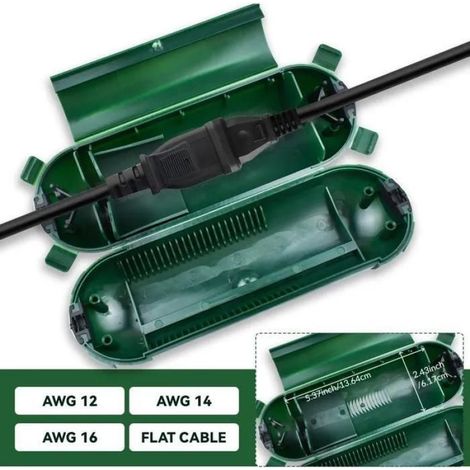 Boîtier de connexion électrique étanche IP44, protection rallonge extérieur, lot de 2 vert (1/5)