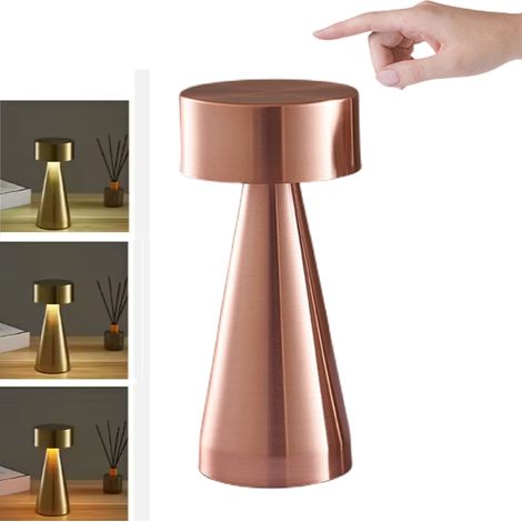 Lampe champignon tactile sans fil, lumière 3 couleurs + gradation continue, lampe de chevet, veilleuse USB, lampe de bureau LED (1/5)