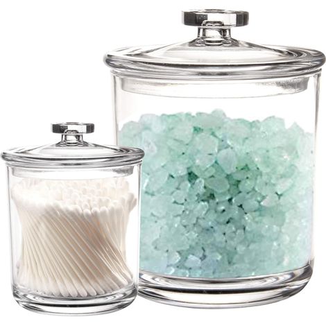 Lot de 2 Apothicaire Plastique, Rangement Plastique pour Salle de Bain de 190 ML et 370 ML, Organisateur Salle de Bain et Maquillage (1/5)