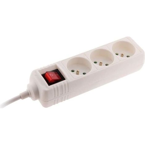 Bloc multiprise 3 Prises 16A 2P+T Interrupteur 2M - Blanc (1/5)