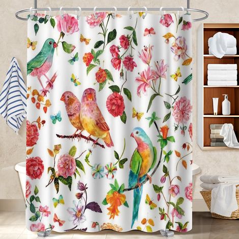 Voile de douche polyester 180x180 séchage rapide rideau étanche pour optimiser un petit espace (1/5)