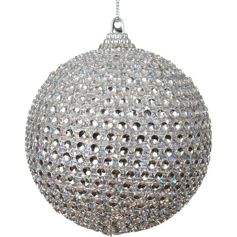 Kaemingk – Boule de Noël argentée avec strass – Mousse, Ø 8 cm