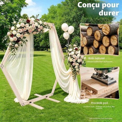 Arche de mariage - Cadre hexagonal - Arche de mariage - Support en bois - Pour mariages, fêtes d'anniversaire, événements commerciaux, etc (1/5)