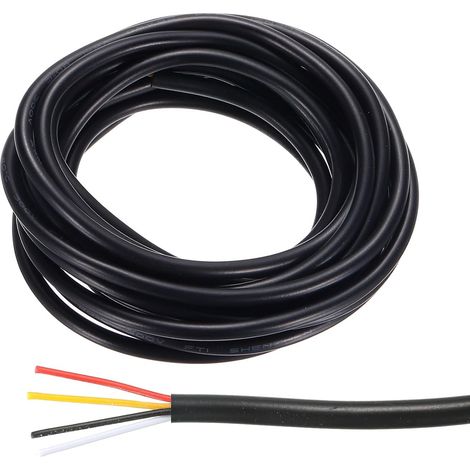 26AWG Électrique Fil 4 Conducteurs LED Alimentation Éclairage Câble Étamé Cuivre 9,8Ft Faible Tension PVC Boîtier Flexible Rallonge Cordon Noir pour LED Bandes Lampes (1/5)