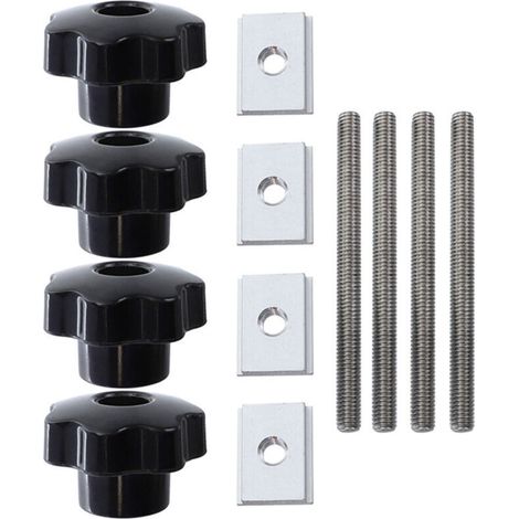 Spezielles Zubehör für T-Nut-Schienen für die Holzbearbeitung (4 Griffe + 4 Gewindestangen + 4 kleine M8-Schienen)