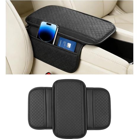 Mittelkonsolenabdeckung fürs Auto, Armlehne mit 2 Ablagefächern, Innenraumschutz, universell passend für SUVs, Limousinen und LKWs, schwarz (1/5)