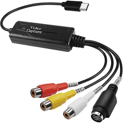 Adaptateur de carte d'acquisition vidéo RCA AV vers USB-C, 1 canal AV NTSC PAL, S-Vidéo/Composite (1/5)