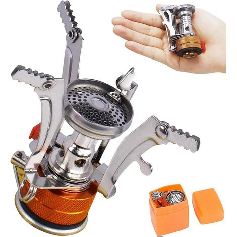 Mini réchaud à gaz de camping compact et ultra léger3000 W, idéal pour les voyages, les randonnées, les pique-niques et le camping (95 g) (1/5)