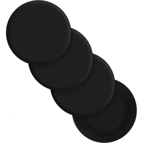 Housses de chaise - Noir - Polyester - Ensemble de 4 pièces - Conviennent aux tabourets de bar et aux chaises de bureau - Housses de tabouret - Lavables (1/5)