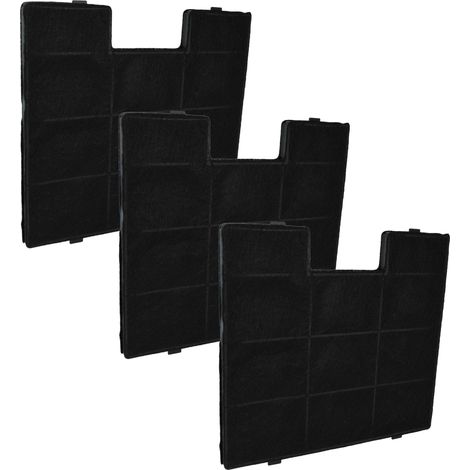 vhbw 3x Aktivkohlefilter kompatibel mit Amica KH 17171 E, 17173 E, 17158 E Shadow White 60 Dunstabzugshaube - 23,4 x 24,6 x 1,3 cm