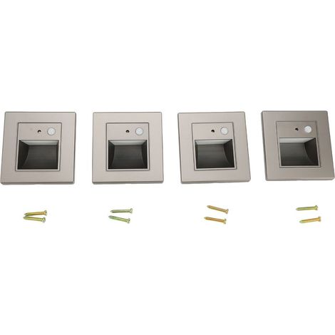 4 pièces capteur de mouvement marche lumières induction intelligente installation intégrée chambre veilleuse pour couloir d'escalier 110-240V gris. (1/5)