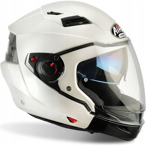 Airoh Executive Motorradhelm, weiß glänzend, mit abnehmbarem Kinnschutz, Größe XL