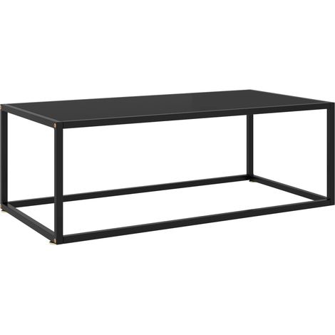Mesa de centro de diseño moderno y contemporáneo con cristal templado y acero negro 100 x 50 x 35 cm DEC039878