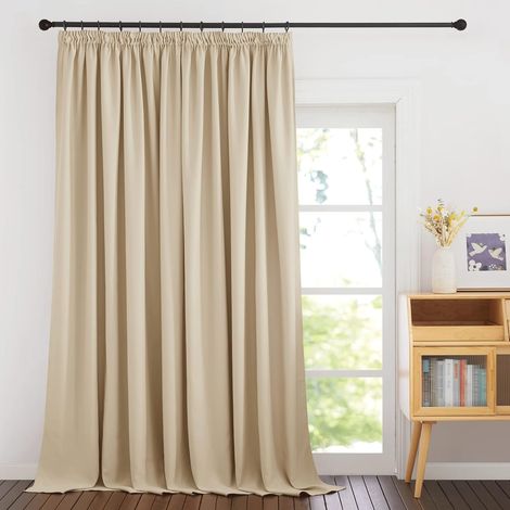 Rideaux occultants et isolants thermiques à plis, pour salon et chambre, design moderne, 1 pièce, 300 x 270 cm, beige biscotti