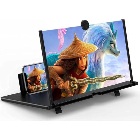 Loupe d'écran 14 pouces pour smartphones, loupe d'écran 3D HD pour regarder des films et des vidéos, compatible avec tous les smartphones (Noir) (1/5)