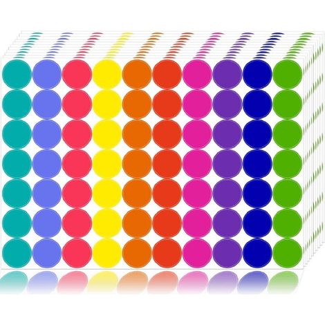 Adesivi a pois colorati, 1400 pezzi, rotondi, con codice colore (1/5)