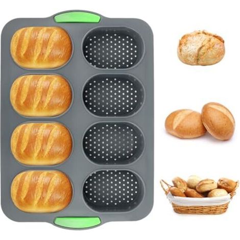Perforierte, antihaftbeschichtete Silikon-Brotbackform – 34 x 23 cm Baguetteform für den Backofen, ideal für knuspriges französisches Brot