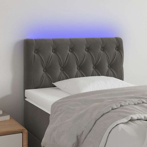 vidaXL Cabecero con LED de terciopelo gris oscuro 80x7x78/88 cm (1/5)