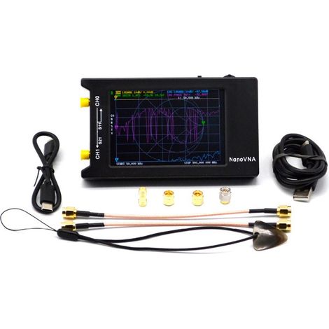 Analizador de red vectorial NanoVNA-H4, V4.3/4.2 10KHz-1.5GHz HF VHF UHF Analizador de antena con pantalla táctil para parámetros S y relación de onda estacionaria de voltaje (1/5)