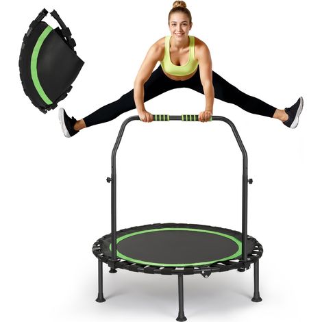 Trampoline d'intérieur pliable sans montage Diamètre 101 cm, mini-trampoline Capacité de charge de 150 kg Plus stable et plus silencieux, adapté aux adultes (1/5)