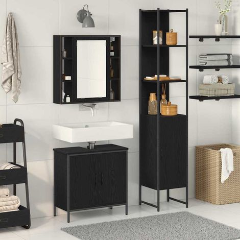 Bathroom Sink Cabinet Black Oak 60x30x60 cm Engineered Wood vidaXL (1/5)