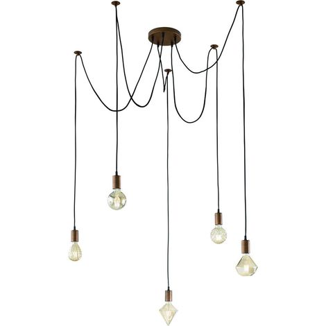 Suspension, Suspension 5 fils Corde pendant Cuivré en Metal, TRIO (1/6)