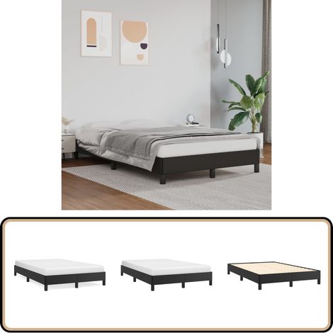 Bettgestell Schwarz 120x200 cm Kunstleder - Bettesrahmen - Doppelbett - Kunstlederbett - Schwarzes Bett - Boxspringbetten