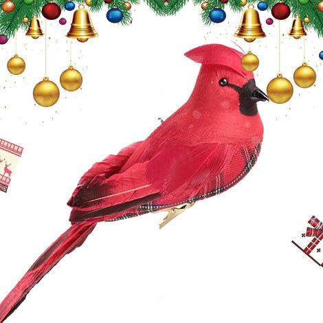 Ornements De Sapin De Noël - Pendentif en Forme D'Oiseau Rouge pour Extérieur - Décoration de Sapin de Noël avec Clip Design - pour Les Fêtes de Vacances la Maison Le Jardin Les Couronnes Les (1/5)