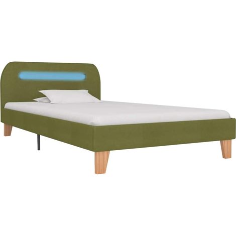 Maison Exclusive - Bettgestell mit LED Grün Stoff 90x200 cm (1/5)