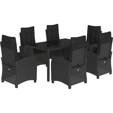 Maison Exclusive - 7-tlg. Garten-Essgruppe mit Kissen Schwarz Pol (1/5)