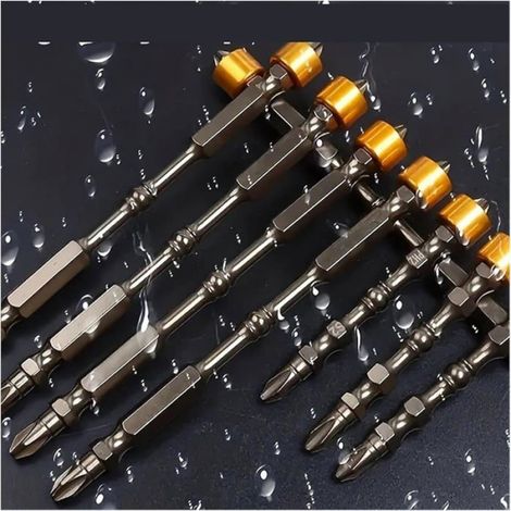 Tournevis Électrique Magnétique Double Tête Croix Hexagonale 65mm Poignée Anneau Dureté Élevée (1/5)