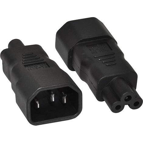 Adaptateur IEC 320 avec prises 3 pôles C14 vers prise Cloverleaf - Adaptateur secteur à extension droite Fiche Micky C5 (1/5)