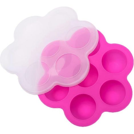 Boîtes de conservation réutilisables et boîtes pour aliments pour bébés, plateaux de rangement avec couvercle à clip, 7 compartiments (rose) (1/3)