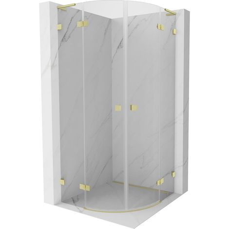 Mexen Lunar L cabina de ducha semicircular abatible 100 x 100 cm, transparente, oro cepillado - 833L-100L-100P-55-00 (1/5)