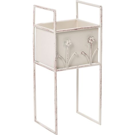 Fioriera rialzata in metallo per giardino, vaso per piante da interno ed esterno su supporto 22 x 18 x 50 cm ferro, beige, lupino (1/5)