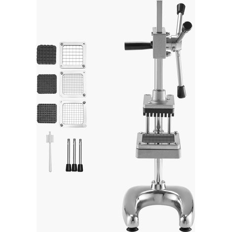Mophorn Cortador manual de papas fritas y picador de frutas y verduras de acero inoxidable con 3 cuchillas intercambiables de 12,7 / 9,525 / 6,35mm, ideal para uso en restaurantes y cocinas
